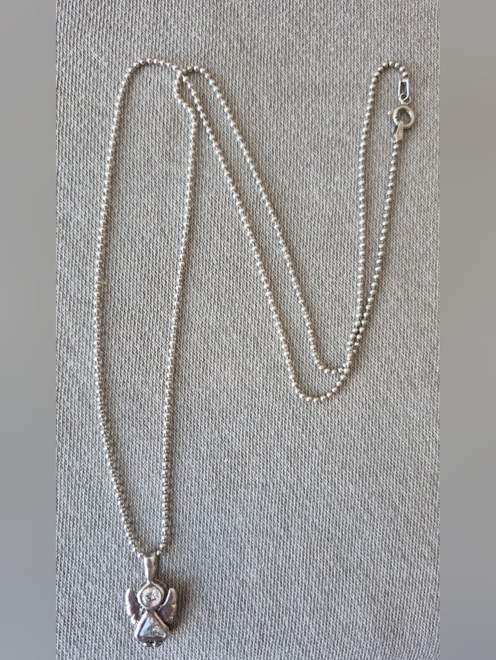 Sterling Silver Angel Charm Necklace - Silver
